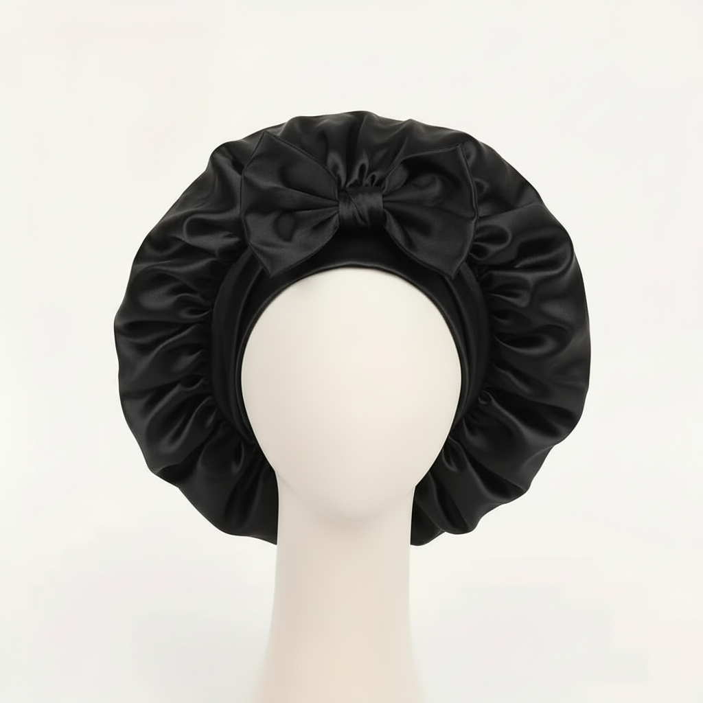 Black Satin Bonnet