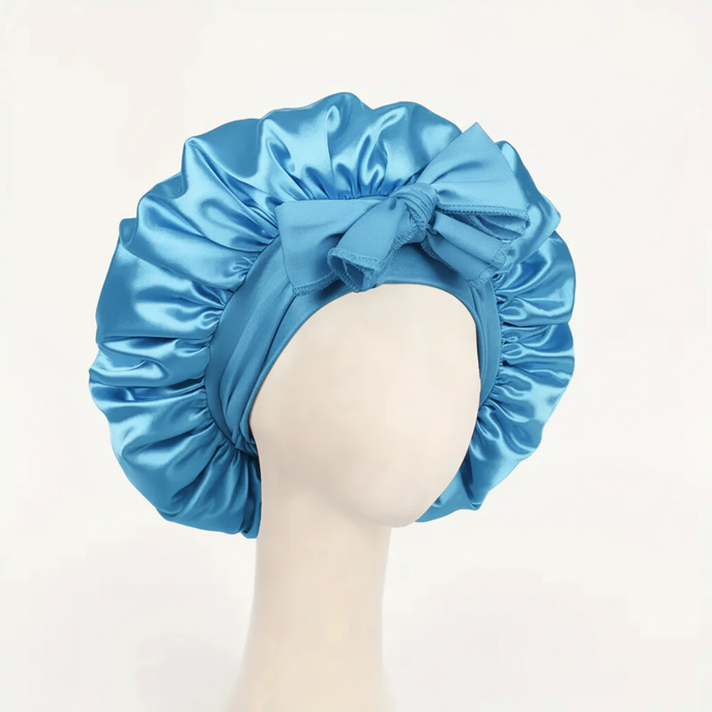 Sky Blue Satin Bonnet