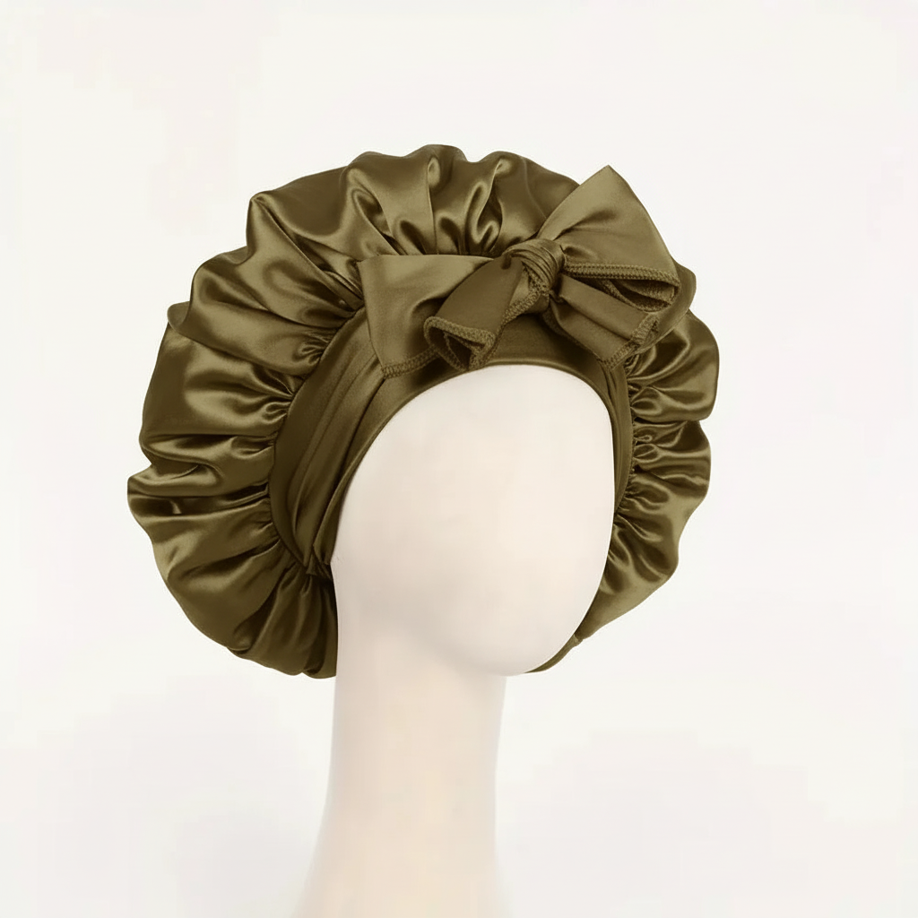 Khaki Satin Bonnet