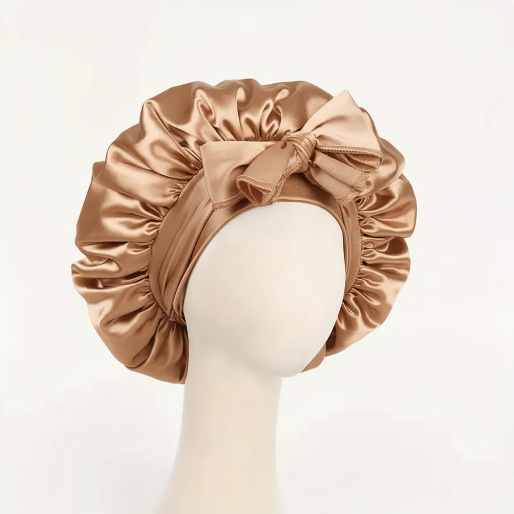 Light Brown Khaki Satin Bonnet